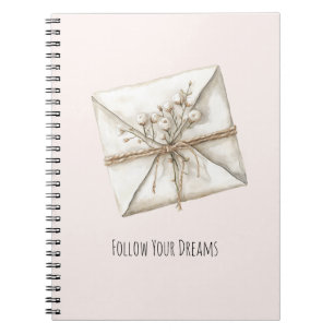 Blush Pink Romantic Flowers Envelope Dreams Notebook
