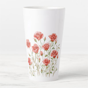 Blush Pink Romantic Red Roses Bridal Shower Latte Mug