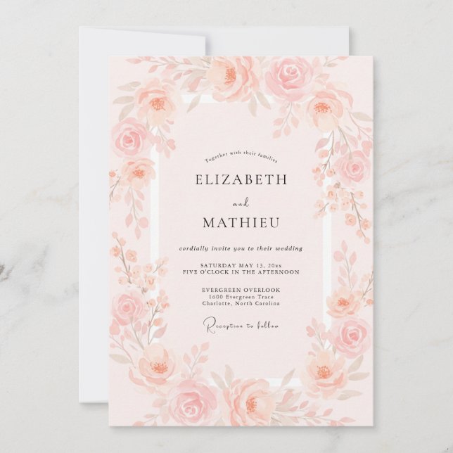 Blush Pink Romantic Spring Wedding Invitation (Front)