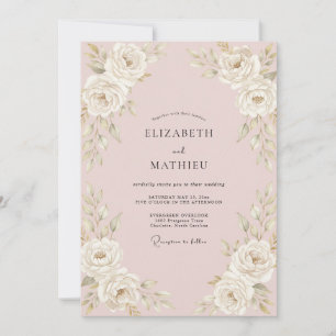Blush Pink Romantic Vintage Wedding Invitation