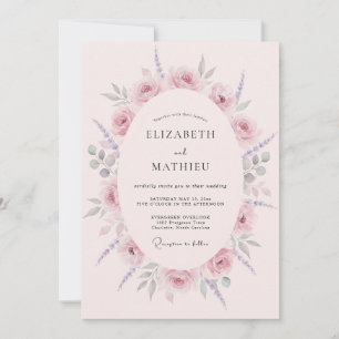 Blush Pink Romantic Watercolor Wedding Invitation