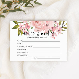 Blush Pink Rose Advice Well Wishes Wedding Stationery