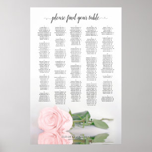 Blush Pink Rose Alphabetical Wedding Seating Chart
