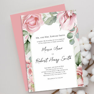 Blush Pink Rose Arch Greenery Wedding Invite