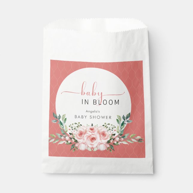 Blush Pink Rose Baby in Bloom Shower  Favour Bags (Front)