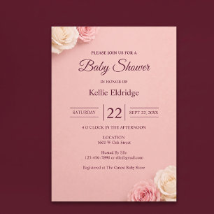 Blush Pink Rose Baby Shower Invitation