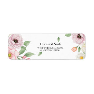 Blush Pink Rose Botanical Wedding Return Address
