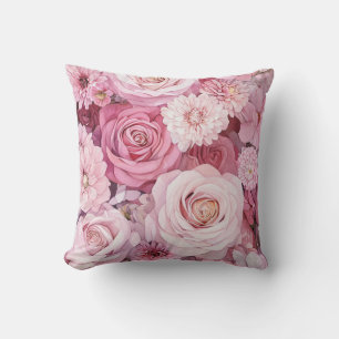 Blush Pink Rose Bouquet Floral Art Cushion