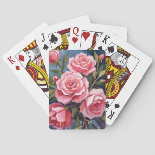 Blush Pink Rose Bouquet Painted Playing Cards