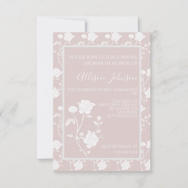 Blush Pink Rose Bridal Shower Invitation (Front)