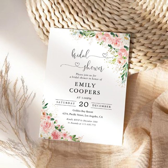 Blush Pink Rose Bridal Shower Invitation (Creator Uploaded)