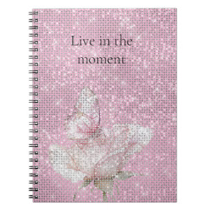 Blush Pink Rose Butterfly Sparkle  Notebook