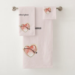 Blush Pink Rose Coloured Sunglasses Bath Towel Set