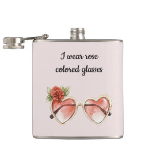 Blush Pink Rose Coloured Sunglasses Hip Flask