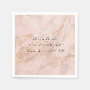 Blush Pink Rose Coral Gold White Grey Marble Party Napkin