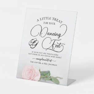 Blush Pink Rose Dancing Feet Flip Flop Wedding  Pedestal Sign