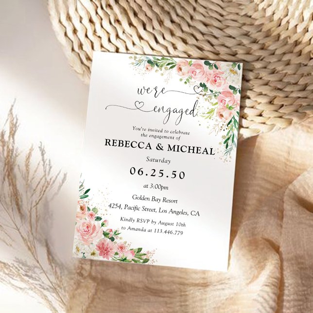  Blush Pink Rose Engagement Party Invitation (Creator Uploaded)