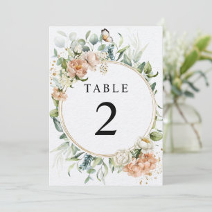 Blush Pink Rose & Eucalyptus table numbers