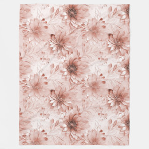 Blush Pink Rose Floral Fleece Blanket