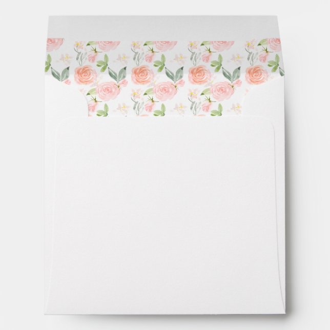 Blush Pink Rose Floral for 5.25 x 5.25 Card Envelope (Back (Bottom))