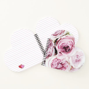 Blush Pink Rose Floral Heart Elegant Spiral Notebo Notebook