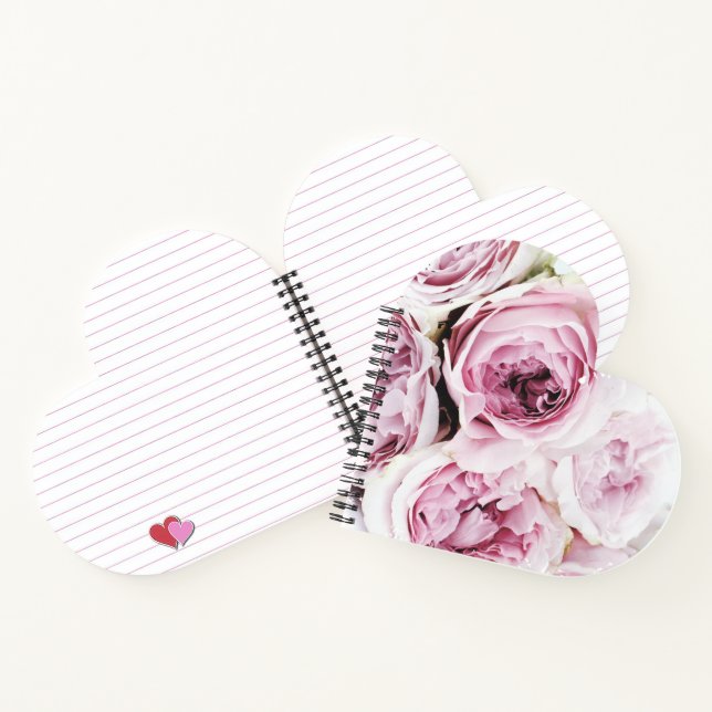 Blush Pink Rose Floral Heart Elegant Spiral Notebo Notebook (Inside)