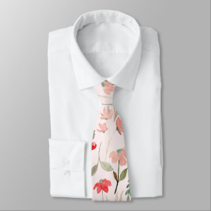 Blush Pink Rose Floral Modern Chic Tie