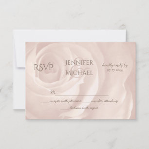 blush pink rose floral simple elegant wedding RSVP Card