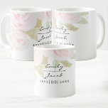 Blush Pink Rose Floral Watercolor Wedding Couple Coffee Mug<br><div class="desc">Blush Pink Rose Floral Watercolor Wedding Couple Coffee Mug. A light elegant dusty pink flower design. Personalise this template to add your names and date. Customise it further if you want to make more changes.</div>