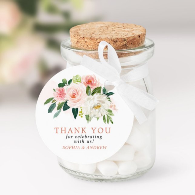 Blush Pink Rose Floral Wedding Favour Tags (Creator Uploaded)