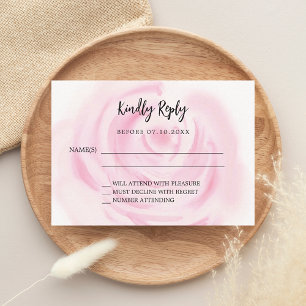 Blush pink rose floral wedding response RSVP Card