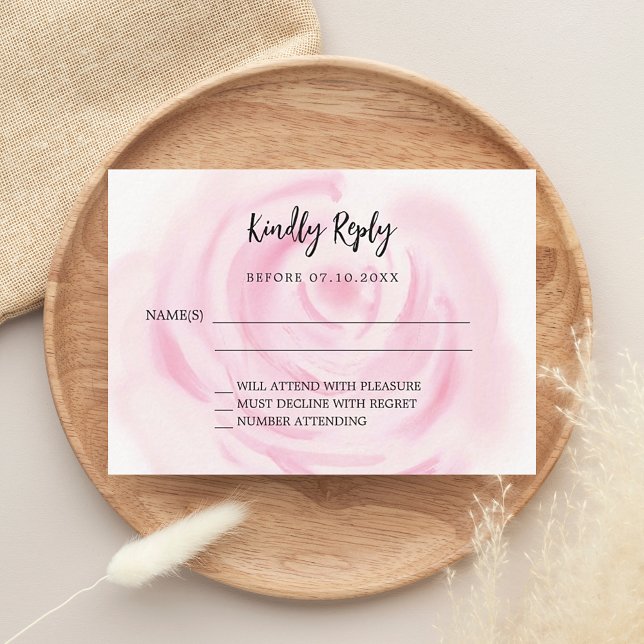 Blush pink rose floral wedding response RSVP Card (Creator Uploaded)