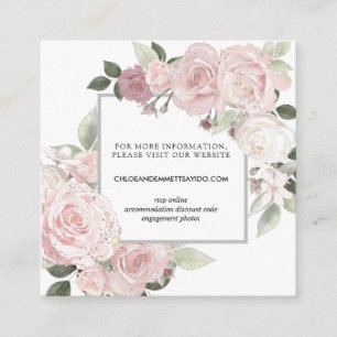 Blush Pink Rose Floral Wedding Website Enclosure Card