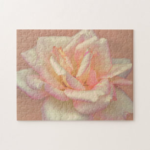 Blush Pink Rose Flower Art Puzzle