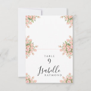 Blush Pink Rose Flower Bridal Shower Place Cards