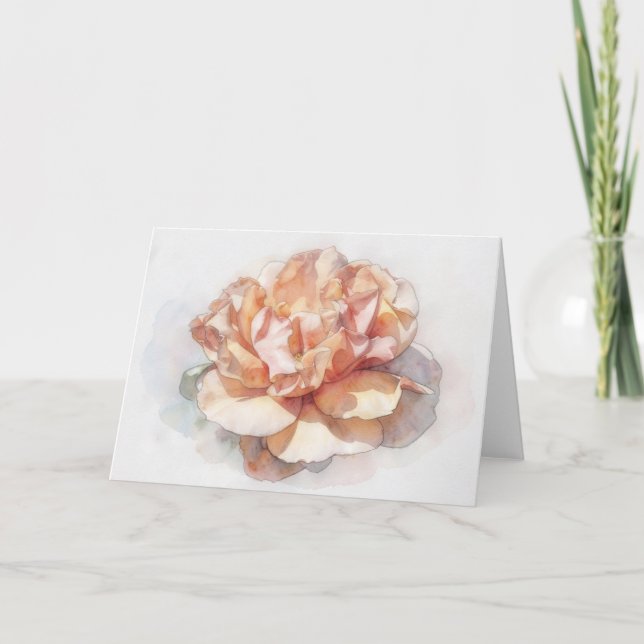 Blush Pink Rose Flower Floral Art Note Card (Front)