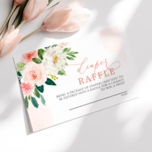 Blush Pink Rose Flowers Diaper Raffle Card