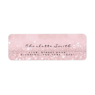 Blush Pink Rose Glitter RSVP Return Address Labels