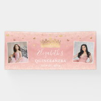 Blush Pink Rose Gold 2 Photo Birthday Quinceanera