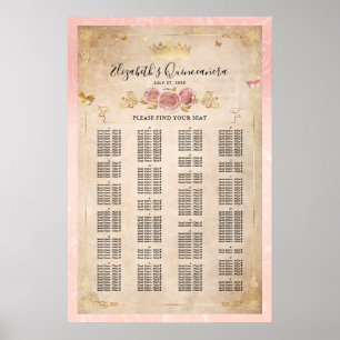 Blush Pink Rose & Gold Alphabetical Seating Chart