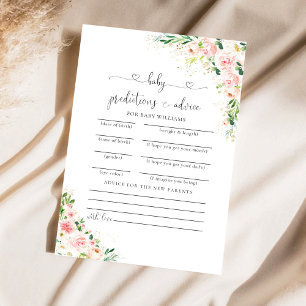 Blush Pink Rose Gold Baby Shower Predictions Card