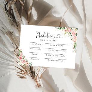 Blush Pink Rose Gold Baby Shower Predictions Card