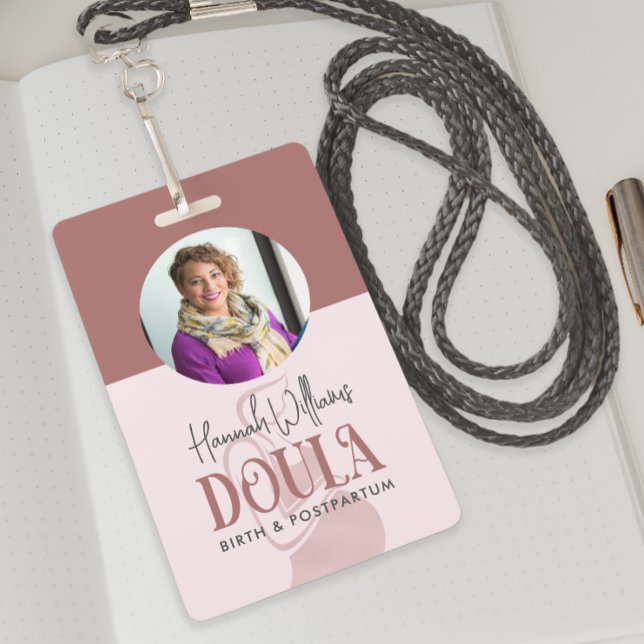 Blush Pink & Rose Gold Birth Photo Doula ID Badge (Creator Uploaded)