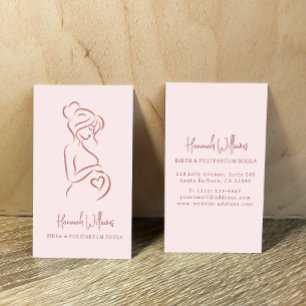 Blush Pink & Rose Gold Birth & Postpartum Doula Business Card