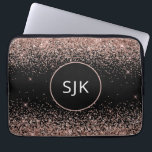 Blush Pink Rose Gold Black Glitter Monogram Laptop Sleeve<br><div class="desc">Blush Pink - Rose Gold and Black Faux Glitter and Sparkle Elegant Monogrammed Initials Case. This case can be customised to include your initial and first name.</div>