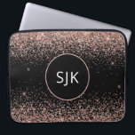 Blush Pink Rose Gold Black Glitter Monogram Laptop Sleeve<br><div class="desc">Blush Pink - Rose Gold and Black Faux Glitter and Sparkle Elegant Monogrammed Initials Case. This case can be customised to include your initial and first name.</div>