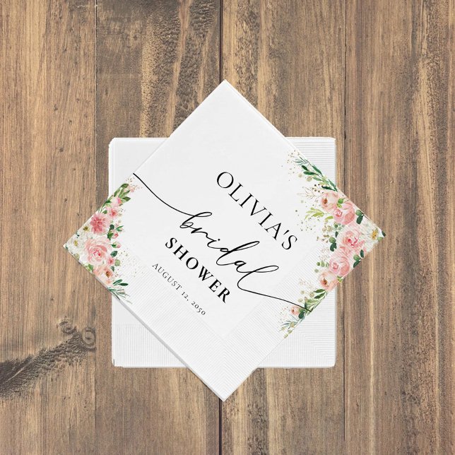 Blush Pink Rose Gold Bridal Shower Napkin (Creator Uploaded)