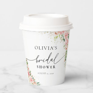Blush Pink Rose Gold Bridal Shower Paper Cup