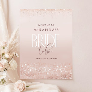 Blush Pink Rose Gold Bridal Shower Welcome Poster