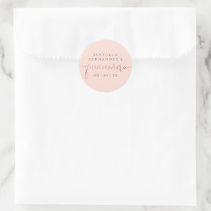 Blush Pink & Rose Gold Calligraphy Quinceañera Classic Round Sticker